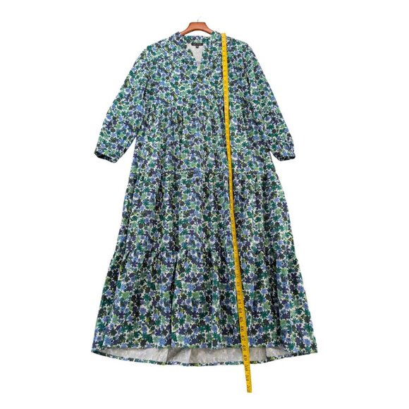 Aly Daly Floral Midi Dress Green Multicolor Long Sleeve Pleated Boho Size M - Picture 6 of 9